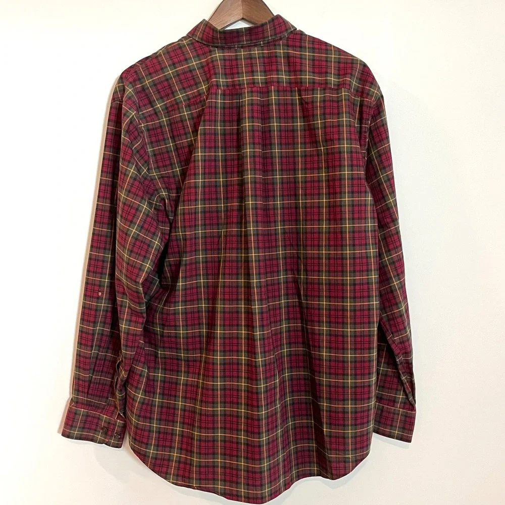LL Bean Mens Wrinkle Free Traditional Fit Plaid Button Down Shirt L Reg